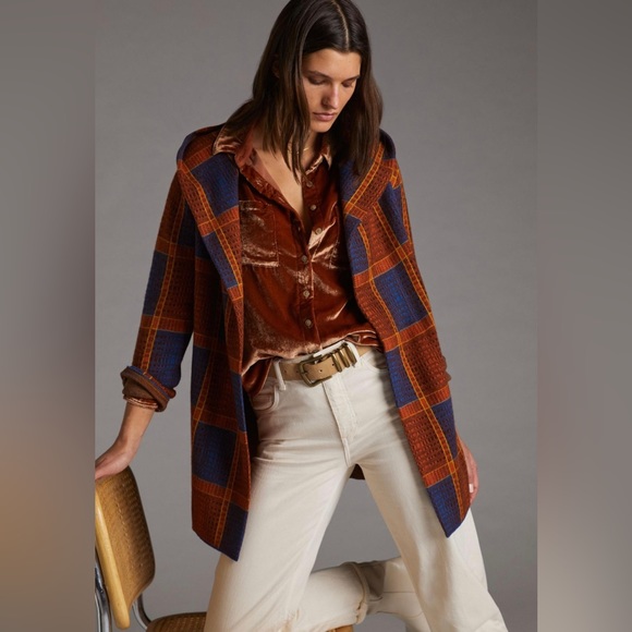 Anthropologie Jackets & Blazers - Anthropologie ~ Plaid Wool Sweater Coat